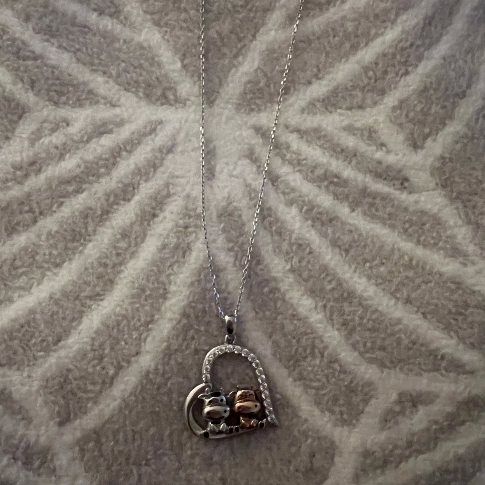 Silver and Gold Heart Pendant Necklace